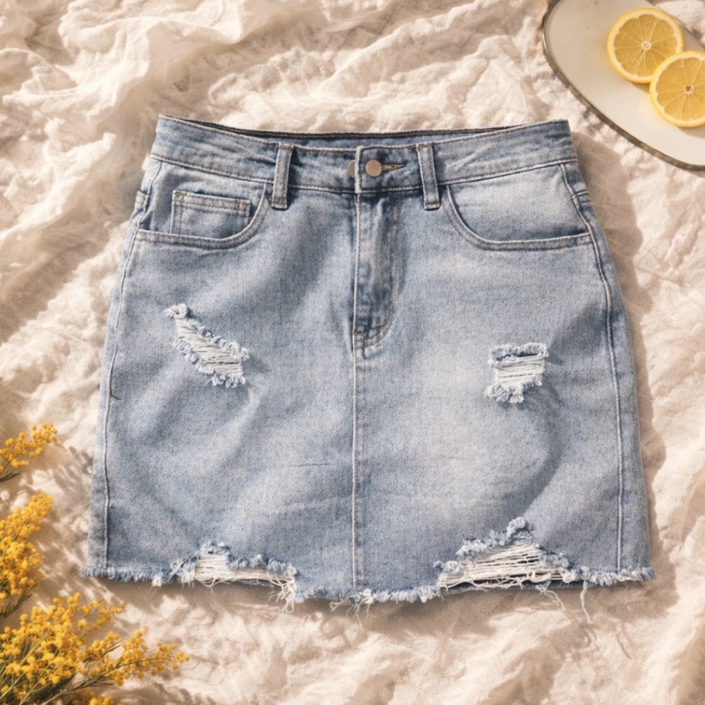 Chic Light Blue Denim Mini Skirt